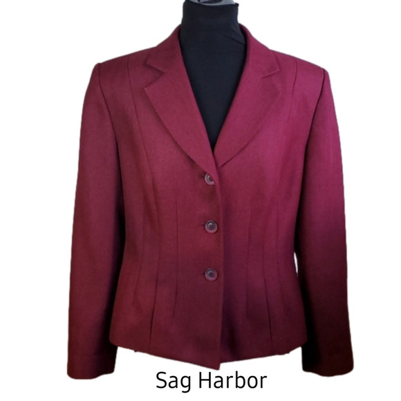 SAG Harbor Suit Petite Cranberry Red Blazer Size 12P - Picture 4 of 15